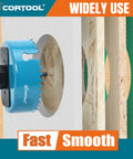 Open Slot Hole Saw Kit With Double Ground Teeth 21 Piece Drill Bit Set cutting through drywall, soft wood, plywood, and PVC