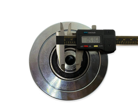 Heavy Duty 4 Inch V Groove Gate Wheel For Inverted V Tracks Up To 3000 Lbs Solid Steel Sliding Wheel Bearing with caliper measurement