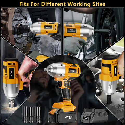 Brushless Half Inch Cordless Impact Wrench With 700 Nm Max Torque And 4800 RPM Heavy Duty Impact Gun For Cars shown in use