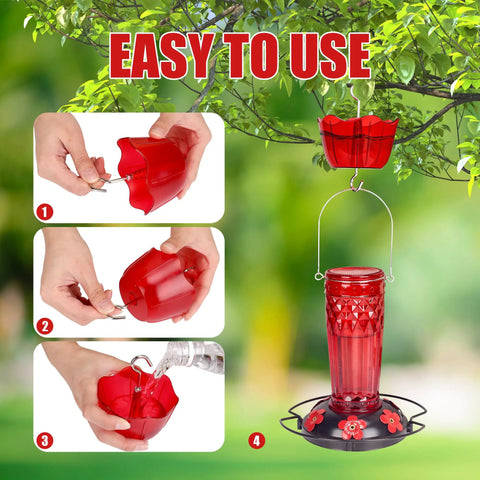 Hummingbird Feeder Ant Moats 4 Pack 5 Oz High Capacity Ant Guard Cups For Outdoor Patio Hanging Feeder installation steps.