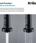 Dual Function Kitchen Faucet Sprayer in Matte Black With Spray And Stream Rocker Switch Easy Clean Nozzles And One Half Inch Connection