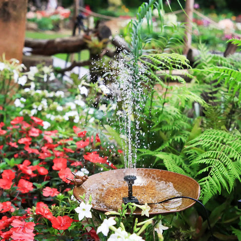 DIY Solar Fountain Pump 2.5W With Six Nozzles And Four Foot Water Pipe in garden bird bath