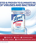 Disinfecting Wipes For Dorm Room Essentials Multi Surface Antibacterial Cleaning Wipes That Kill Ninety Nine Point Nine Percent Of Viruses And Bacteria COVID 19 Safe Crisp Linen Scent Eighty Count Quick Cleanup packaging with 80 count label.
