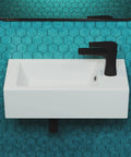 Voltaire Sleek Wall Hung Sink In Glossy White With Space Saving Wall Mount Modern Minimalist Bathroom Fixture Scratch Resistant Non Porous Ceramic