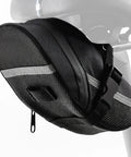 Under Seat Bike Bag With Reflective Strip, Waterproof Saddle Pouch For Road And Mountain Bikes, compact black design