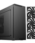 Black USB 3.0 Steel ATX Mid Tower PC Case With Front 2x120mm And Rear 1x120mm Preinstalled Fans Supports Up To 370mm Graphics Card