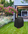 Kid Friendly Water Table Cover For Outdoor Use, Universal Fit 41 X 25 X 33 Inches in black on grassy backyard lawn