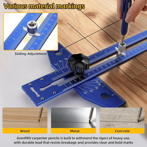 Badass Quick Slide Aluminum T Square Measuring Tool With Built In Protractor Dial For Swift Woodworking Framing And Tight Carpentry Layout Work Essentials on wood with sliding adjustment.