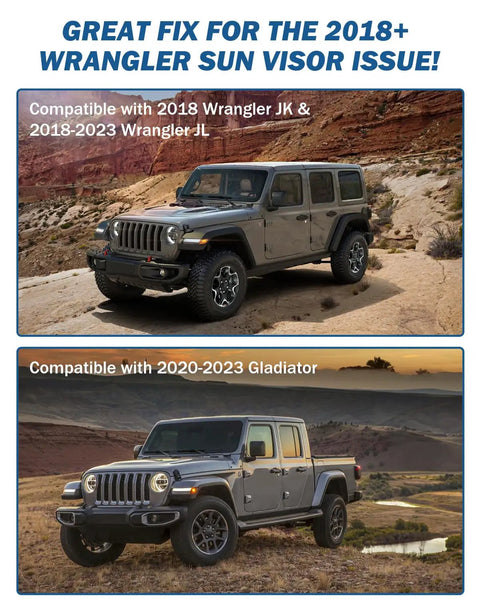 2018 Jeep Wrangler JK and Gladiator compatible with Upgraded Sun Visor Repair Kit For Jeep Wrangler JK JL And Gladiator 2018 To 2023
