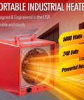 Beast 5600W 240V Infrared Heater For Large Garages And Warehouses showing powerful heating elements, portable design.