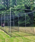 Batting Cage Net Only 10 Ft High By 12 Ft Wide By 50 Ft Long With Door 42 Ply HDPE Includes 4 Ft By 6 Ft Vinyl Backstop