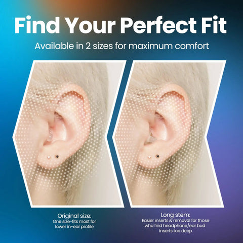 Close-up of Dope Concert And Festival Ear Plugs With High Fidelity Sound Filters Clear Discreet Design Up To 18dB in ear.