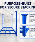 Built Like A Tank Portable Stack Racks 4000 Lb Capacity Each 8 Pack Set showing flared top guide for secure stacking