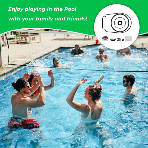 People enjoying a swimming pool with text 'Enjoy playing in the Pool with your family and friends!' DIY Pool Pump Repair Kit For WhisperFlo IntelliFlo Includes Impeller Gasket, Drain Plug O Rings, Lid O Ring, Diffuser O Ring, PS-1000 Shaft Seal Built 2008 And Later Replacement Kit image.