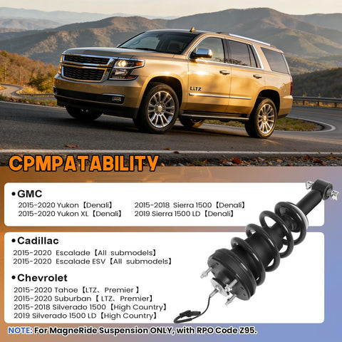 Cadillac Escalade ESV And Chevy Suburban Tahoe Silverado GMC Yukon Front Strut Pair With Magnetic Fit Replacement Shock Absorber