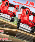 2-In-1 Cordless Brad Nailer And Stapler For Trim Wood DIY, 18 Gauge, Battery Not Included, Compatible With Milwaukee 18V Batteries