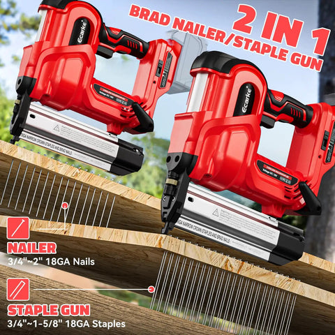 2-In-1 Cordless Brad Nailer And Stapler For Trim Wood DIY, 18 Gauge, Battery Not Included, Compatible With Milwaukee 18V Batteries