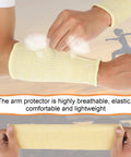 4 Pack Forearm Sleeves For Thin Skin Anti Cut Burn Resistant Covers For Cooking And Construction Work visible on arms.