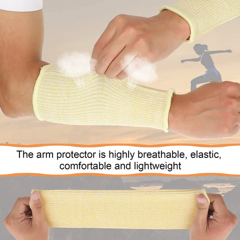 4 Pack Forearm Sleeves For Thin Skin Anti Cut Burn Resistant Covers For Cooking And Construction Work visible on arms.