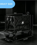 700lb Capacity Double Decker Collapsible Wagon With Detachable Waterproof Cover And Extended Storage Foldable Cart shown in size dimensions