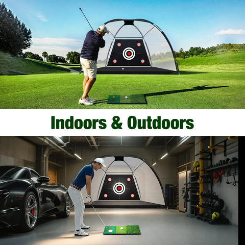 All In One Golf Practice Net With Target Mat For Indoor And Outdoor Backyard Swing Training 10 By 7 Ft Hitting Net