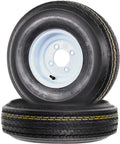 Two Pack Trailer Tire On Rim For 570-8 5.70-8 8 Inch White Wheel Load Range C Four Lug Pattern With Two Year Warranty