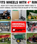 Thorn Resistant 4.10/3.50-4 Inner Tubes 2 Pack Built Tough Replacement For Wheelbarrows Lawn Mowers Generators 4 Inch Rims