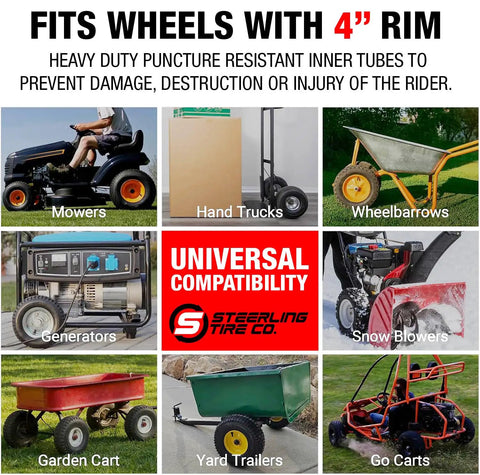 Thorn Resistant 4.10/3.50-4 Inner Tubes 2 Pack Built Tough Replacement For Wheelbarrows Lawn Mowers Generators 4 Inch Rims