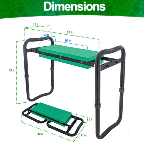 Adjustable Garden Kneeler And Seat With Handles Heavy Duty Outdoor Foldable Portable Garden Stool dimensions view
