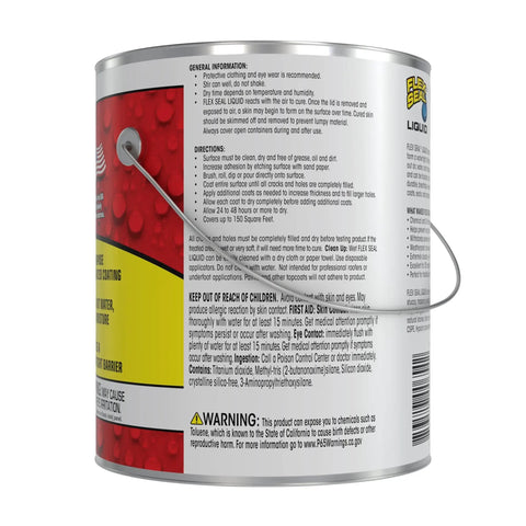 Side view of Liquid Rubber Coating Sealant For Waterproof, Flexible Protection On Roofs, Basements, RVs, Campers, Trailers, Marine Surfaces And Masonry White One Gallon With UV Resistant Breathable Finish And Easy Brush Or Pour Application