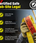 Worker holding Two Inch Wide Nylon Lifting Slings Eye To Eye For Heavy Duty Lifts with safety certifications visible