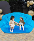 Kick Back On This Hella Comfy Clear Inflatable Sofa Chair For Two Portable Twin Size Air Mattress Couch with kids playing on it.