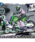 Crosslander RC18 Electric Motocross Bike With 2.4 GHz Radio Control Up To 12 Kmph Speed, in retail packaging, for ages 5 and up.