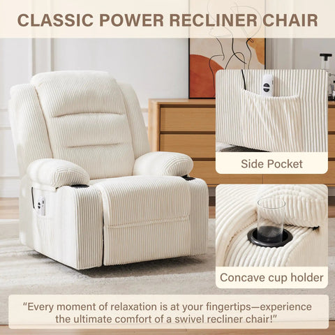 Power Pushback Electric Recliner With Cup Holders For Adults Ultra Comfy Home Theater Seating One Motion Reclining Chair