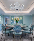 10 Light K9 Crystal Chandelier in Silver Finish For Dining Room Living Room Hallway Modern Rain Drop Glass Pendant Lamp