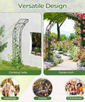 Heavy Duty Garden Arch Made From Galvanized Steel Arbor With Seven Size Options, Metal Flower Leaf Decoration, Outdoor Trellis