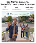 Display of face recognition alert on Four Camera Wireless Outdoor Security Kit With 360 Pan And Tilt Auto Tracking 2K Solar Powered