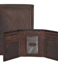 Mens Trifold Leather Wallet With RFID Blocking Slim Minimalist Front Pocket Dope Look Real Leather For Everyday Carry