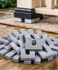 32 Piece Pontoon Fence Riser Kit For Pontoon Boat Rail Spacers Three Eighths Inch Nylon Gray stacked on wooden deck