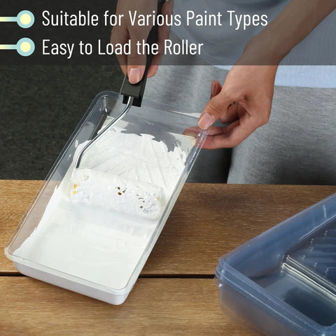 4 Inch Clear Disposable Paint Tray Liners, 12 Pack, Leak Resistant Plastic Liners For Quick Cleanups While Painting Walls, Trim, And Cabinets Ideal For Small Projects And DIY Home Makeovers No Mess