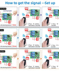Setup diagram for DC 12V 24V 30V Universal Wireless Remote Relay Switch Kit 433MHz RF Receiver with mode instructions.