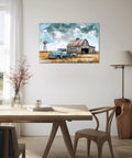 Rustic Blue Truck Wall Art 28x40 Inches For Living Room Decor Old Barn Pickup Truck Canvas Print In Country Style With Rustic Charm