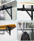 Heavy Duty Closet Rod Brackets Four Pack Wall Mount Shelf Supports crafted from cold rolled steel, showing various angles and applications.