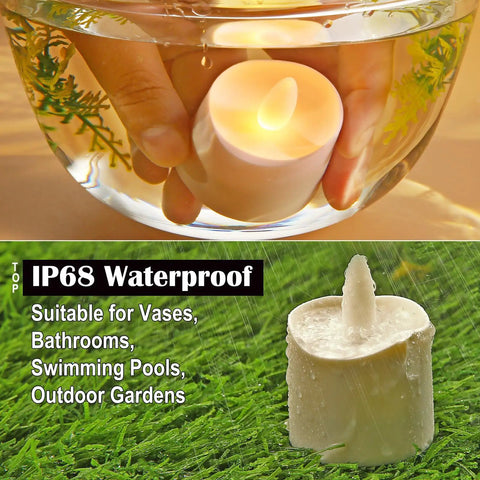 Rechargeable Flameless LED Tea Lights With Remote And Timer Waterproof Battery Operated Votive Candles Wet IP68 Rating