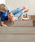 Non Slip Stair Treads For Wood Steps, 28 By 9 Inches, Beige, Child with Dog on Stair Mats