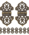 Ten Pack Old School Vintage Zinc Alloy Hinges For Jewelry Boxes And Cabinets Golden Retro Decorative Hinges With Screws Durable Wear Resistant Mounting Hardware For Jewelry Cases And Cabinet Doors, featuring intricate design