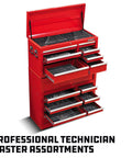 Professional tool chest with drawers open, labeled "Professional Technician Master Assortments"