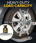 AUTOSOLO low-profile wheel alignment turn plates installed on wheel; 4-ton per-plate capacity, brass dial measurements