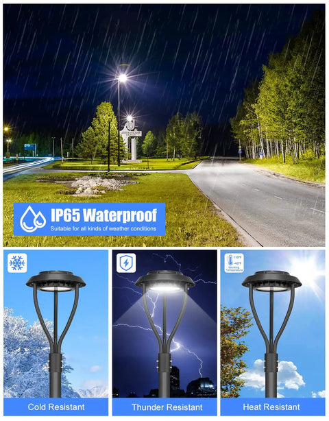 Adjustable 60W LED Post Top Light With 36W 48W 60W Wattage, IP65 waterproof, outdoor pole mount in stormy weather