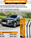 All Weather Front And Rear Wiper Blade Kit For Audi Q7 SQ7 2017 2018 2019 2020 2021 2022 2023 Easy Install No Fuss Replacement 27 Inch 20 Inch And 15 Inch Set Of 3